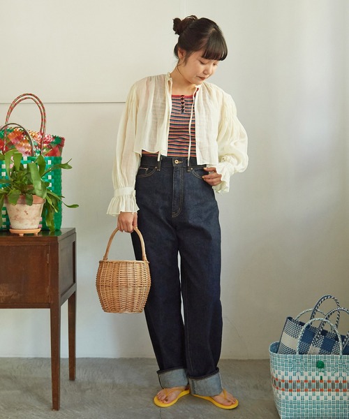 ☆新品☆チャイルドウーマン ラミーローンブラウス カーキ Dot&Stripes CHILDWOMAN - ☆新品☆チャイルドウーマン ラミー