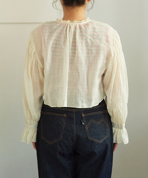 ドットアンドストライプス チャイルドウーマン ブラウス ボリュームスリーブ 白 Dot＆Stripes CHILD WOMAN（ドットアンドストライプス