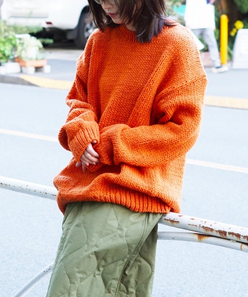 bukht(ブフト)の「BUKHT / ブフト PERUVIAN HAND KNIT SWEATER ペルー産ハンドニットセーター(ニット/セーター・メンズ・ブルー/オレンジ/マスタード/ダークブラウン/パープル・ONE SIZE)」の5枚目の写真