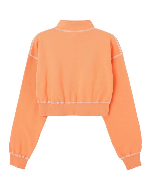 X-girl(エックスガール)の「CROPPED HALF ZIP SWEAT TOP(スウェット・レディース・ベージュ/チャコール/オレンジ・M/S)」の5枚目の写真