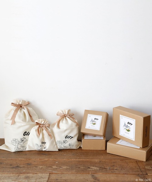 Tom＆Jerry（トムアンドジェリー）の「【公式】TOMandJERRY ラッピング巾着ポーチ（ラッピングキット・レディース・ベージュ・S/M/L）」の2枚目の写真