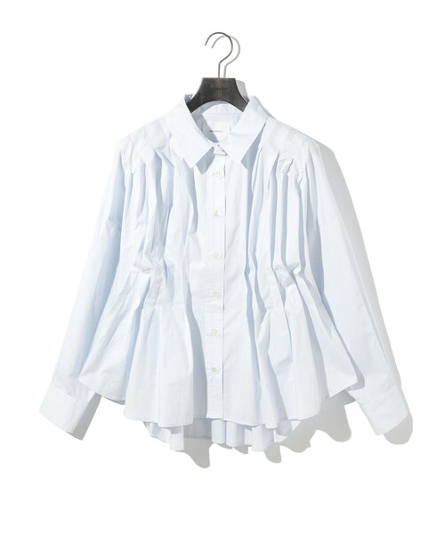 MIDIUMISOLID(ミディウミソリッド)の「MIDIUMISOLID for Ladies ピンタックドロップショルダーシャツ(シャツ/ブラウス・レディース・ブラック/ライトブルー/オフホワイト・FREE)」の3枚目の写真