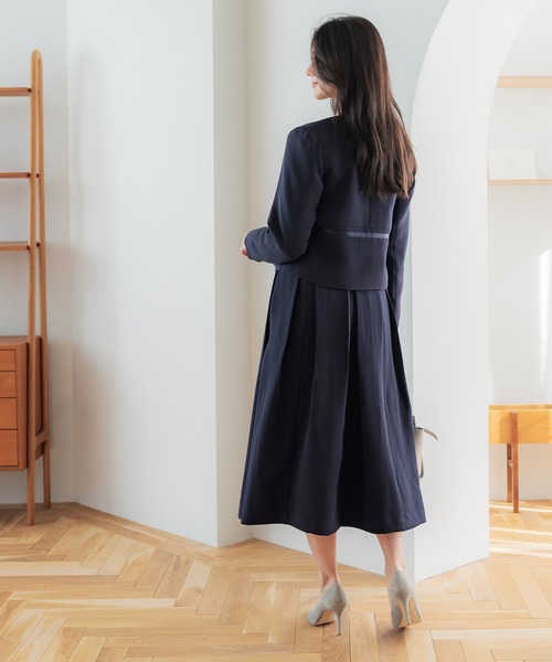coca(coca)(コカ)の「【WEB限定セール】セットアップ対応ショートジャケット(ノーカラージャケット・レディース・ネイビー/ブラック・L/M)」の7枚目の写真