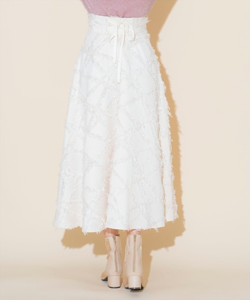 WILLSELECTION（ウィルセレクション）の「フェザージャガードフレアスカート（スカート・レディース・オフホワイト/ブラック/ピンク・FREE）」の5枚目の写真