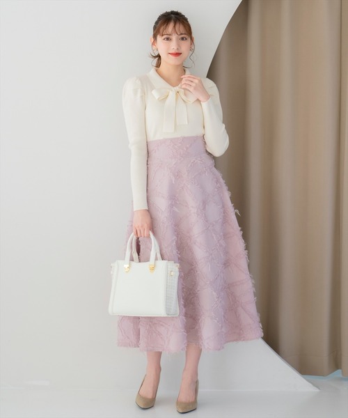 WILLSELECTION（ウィルセレクション）の「フェザージャガードフレアスカート（スカート・レディース・オフホワイト/ブラック/ピンク・FREE）」の20枚目の写真