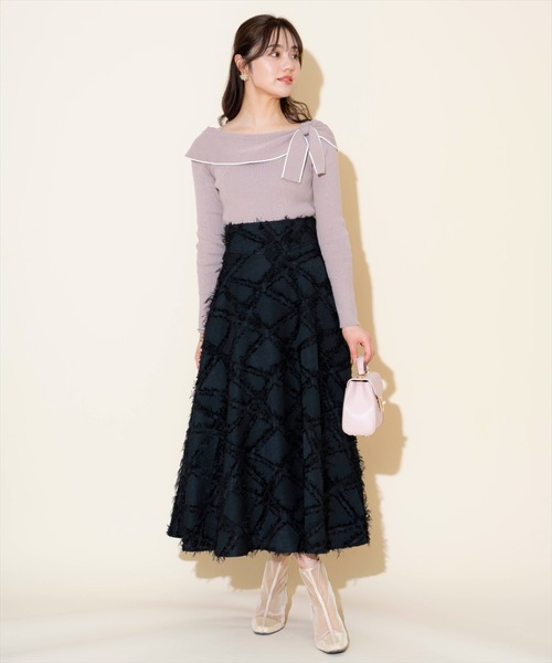 WILLSELECTION（ウィルセレクション）の「フェザージャガードフレアスカート（スカート・レディース・オフホワイト/ブラック/ピンク・FREE）」の7枚目の写真