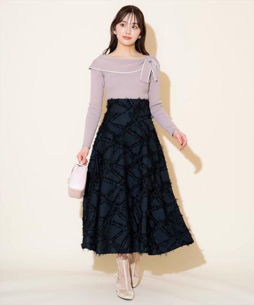 WILLSELECTION（ウィルセレクション）の「フェザージャガードフレアスカート（スカート・レディース・オフホワイト/ブラック/ピンク・FREE）」の13枚目の写真