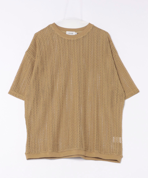 JUGLANS(ユグランス)の「【ATELANE】カットレースクルーショートスリーブTシャツ/メンズ(Tシャツ/カットソー・メンズ・ベージュ/ブラック/ホワイト・L/M/XL)」の3枚目の写真