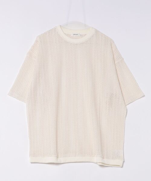 JUGLANS(ユグランス)の「【ATELANE】カットレースクルーショートスリーブTシャツ/メンズ(Tシャツ/カットソー・メンズ・ベージュ/ブラック/ホワイト・L/M/XL)」の1枚目の写真