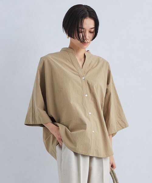 green label relaxing（グリーンレーベルリラクシング）の「ワッシャー ドルマンスリーブ シャツ（シャツ/ブラウス・レディース・ベージュ/ネイビー/ホワイト・FREE）」の2枚目の写真