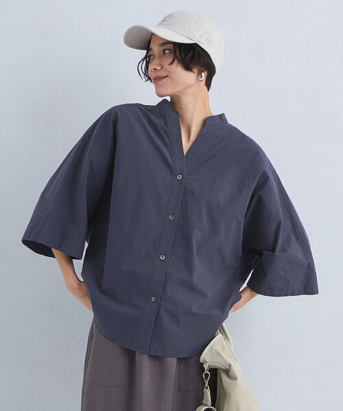 green label relaxing（グリーンレーベルリラクシング）の「ワッシャー ドルマンスリーブ シャツ（シャツ/ブラウス・レディース・ベージュ/ネイビー/ホワイト・FREE）」の3枚目の写真