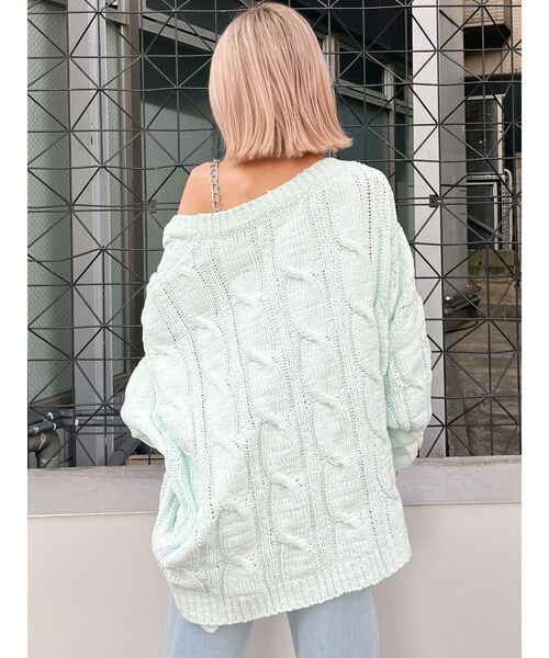 GYDA（ジェイダ）の「モールヤーンケーブルニットカーディガン（カーディガン/ボレロ・レディース・チャコールグレー/アイボリー/ミント・FREE）」の6枚目の写真