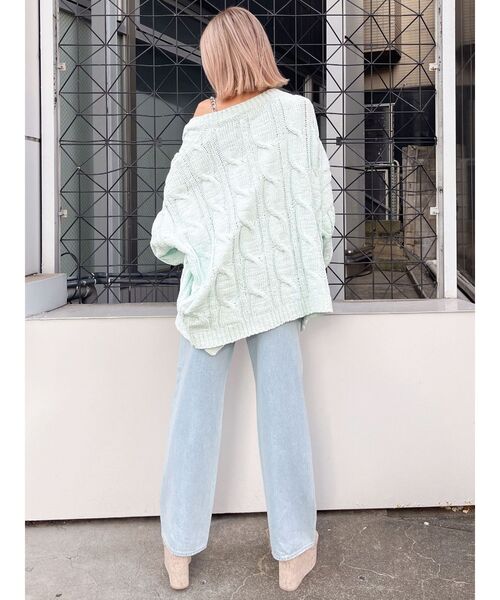 GYDA（ジェイダ）の「モールヤーンケーブルニットカーディガン（カーディガン/ボレロ・レディース・チャコールグレー/アイボリー/ミント・FREE）」の8枚目の写真