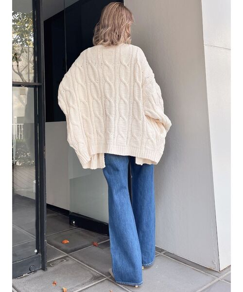 GYDA（ジェイダ）の「モールヤーンケーブルニットカーディガン（カーディガン/ボレロ・レディース・チャコールグレー/アイボリー/ミント・FREE）」の16枚目の写真