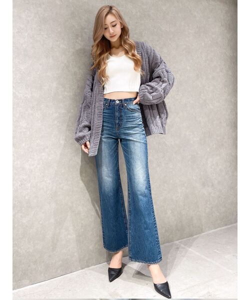 GYDA（ジェイダ）の「モールヤーンケーブルニットカーディガン（カーディガン/ボレロ・レディース・チャコールグレー/アイボリー/ミント・FREE）」の22枚目の写真