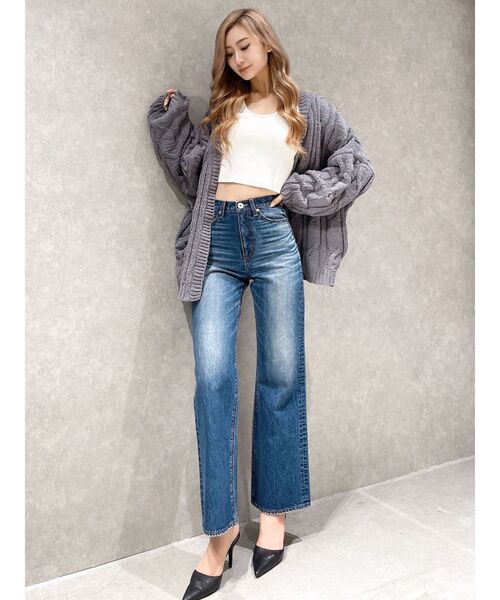 GYDA（ジェイダ）の「モールヤーンケーブルニットカーディガン（カーディガン/ボレロ・レディース・チャコールグレー/アイボリー/ミント・FREE）」の19枚目の写真