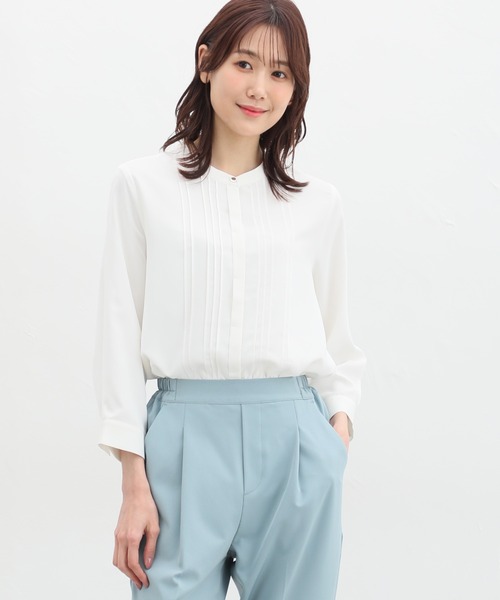 Honeys(ハニーズ)の「8分袖ピンタックブラウス(シャツ/ブラウス・レディース・ホワイト/ライトグレー/ブラック/サックスブルー/ライトピンク/ピンク系その他・S/M/L/LL/3L)」の18枚目の写真