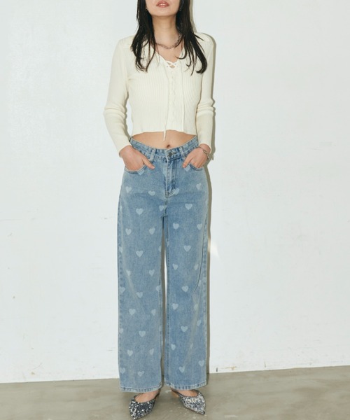 Auntie Rosa Holiday(アンティローザホリデー)の「ハートプリントデニム / サイズ展開あり(デニムパンツ・レディース・ブルー・SMALL/MEDIUM)」の6枚目の写真