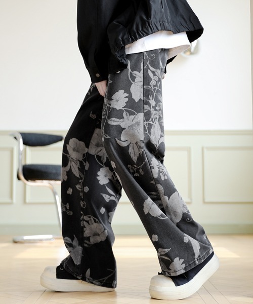 セール】【FVLMEN】vintage flower print wide denim/ビンテージ