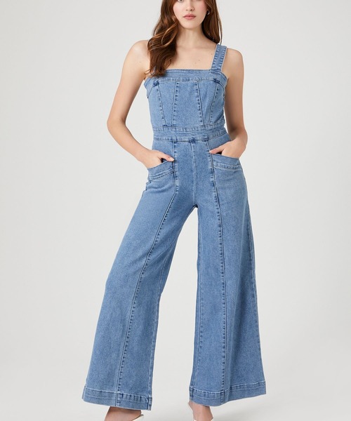 FOREVER 21(フォーエバー トゥエンティーワン)の「デニムオーバーオール2(サロペット/オーバーオール・レディース・ブルー系その他4・SMALL/MEDIUM)」の1枚目の写真