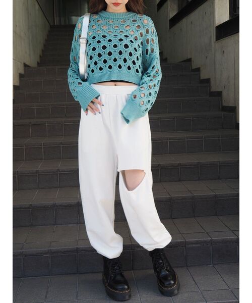 EVRIS（エヴリス）の「カットワークニットトップス（ニット/セーター・レディース・ブルー/ブラック/ピンク・FREE）」の19枚目の写真