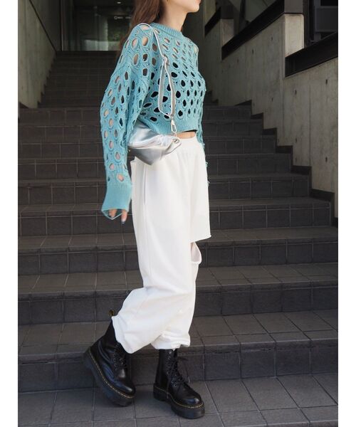 EVRIS（エヴリス）の「カットワークニットトップス（ニット/セーター・レディース・ブルー/ブラック/ピンク・FREE）」の20枚目の写真