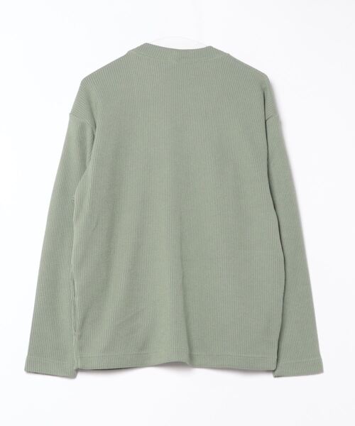 VIBGYOR（ヴィブジョー）の「畦編みニットソー 長袖 Vカーディガン（Tシャツ/カットソー・メンズ・モスグリーン/ネイビー/ブラック・LARGE/MEDIUM）」の9枚目の写真
