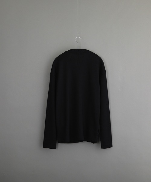 VIBGYOR（ヴィブジョー）の「畦編みニットソー 長袖 Vカーディガン（Tシャツ/カットソー・メンズ・モスグリーン/ネイビー/ブラック・LARGE/MEDIUM）」の16枚目の写真