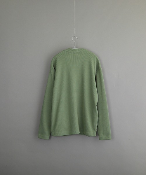 VIBGYOR（ヴィブジョー）の「畦編みニットソー 長袖 Vカーディガン（Tシャツ/カットソー・メンズ・モスグリーン/ネイビー/ブラック・LARGE/MEDIUM）」の13枚目の写真