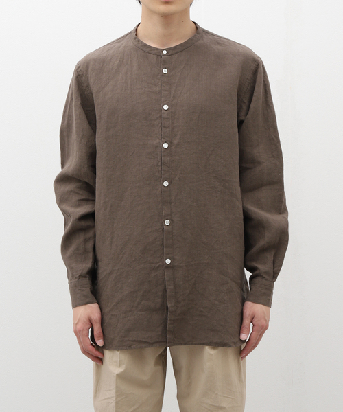EDIFICE(エディフィス)の「【:colon / コロン】CSH-5 Highcount Linen HenlyNeck SH(シャツ/ブラウス・メンズ・ブラウン/ブラック・1/3)」の16枚目の写真
