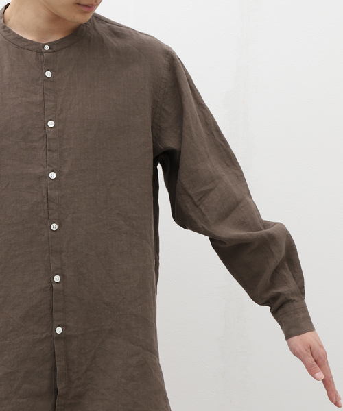 EDIFICE(エディフィス)の「【:colon / コロン】CSH-5 Highcount Linen HenlyNeck SH(シャツ/ブラウス・メンズ・ブラウン/ブラック・1/3)」の8枚目の写真