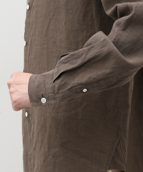 EDIFICE(エディフィス)の「【:colon / コロン】CSH-5 Highcount Linen HenlyNeck SH(シャツ/ブラウス・メンズ・ブラウン/ブラック・1/3)」の9枚目の写真