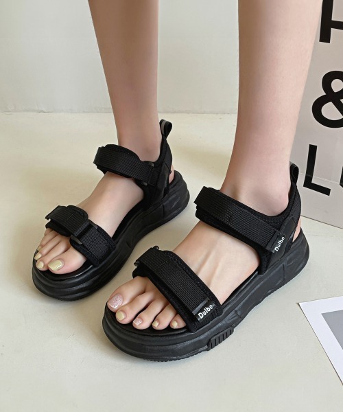 Miniministore(ミニミニストア)の「スポーツサンダル 厚底 ベルトサンダル(サンダル・レディース・ベージュ/ブラック・24.0cm/24.5cm/25.0cm/22.5cm/23.0cm/23.5cm)」の1枚目の写真