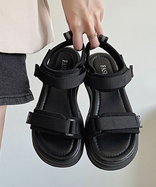 Miniministore(ミニミニストア)の「スポーツサンダル 厚底 ベルトサンダル(サンダル・レディース・ベージュ/ブラック・24.0cm/24.5cm/25.0cm/22.5cm/23.0cm/23.5cm)」の6枚目の写真