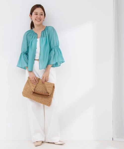NOLLEY’S（ノーリーズ）の「ソフトオーガンジー2WAYブラウス（シャツ/ブラウス・レディース・ブラック/ミント/サックスブルー/ベビーピンク・36/38）」の10枚目の写真