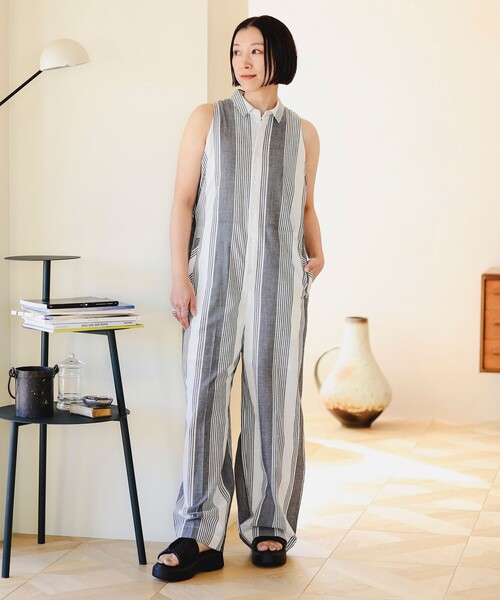 B:MING by BEAMS（ビーミングバイビームス）の「ambiance / ストライプ オールインワン（つなぎ/オールインワン・レディース・レッド/ブラック・SMALL/MEDIUM）」の3枚目の写真