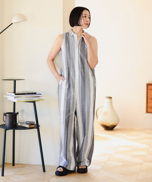 B:MING by BEAMS（ビーミングバイビームス）の「ambiance / ストライプ オールインワン（つなぎ/オールインワン・レディース・レッド/ブラック・SMALL/MEDIUM）」の4枚目の写真