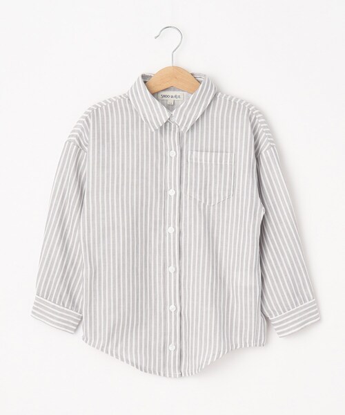SHOO・LA・RUE(シューラルー)の「◆【110-140cm/リンク】ダブルガーゼオーバーシャツ(シャツ/ブラウス・キッズ・ネイビー系1/ホワイト/グレー系2・14/13/12/11)」の2枚目の写真