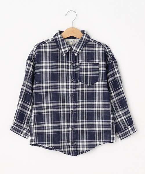SHOO・LA・RUE(シューラルー)の「◆【110-140cm/リンク】ダブルガーゼオーバーシャツ(シャツ/ブラウス・キッズ・ネイビー系1/ホワイト/グレー系2・14/13/12/11)」の3枚目の写真