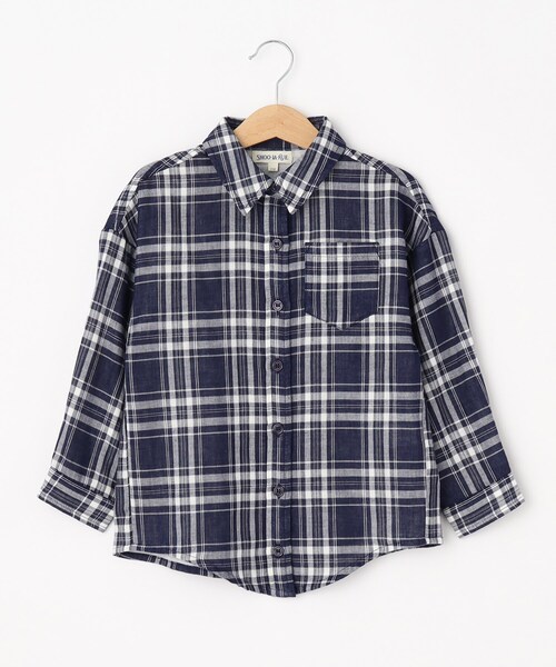 SHOO・LA・RUE(シューラルー)の「◆【110-140cm/リンク】ダブルガーゼオーバーシャツ(シャツ/ブラウス・キッズ・ネイビー系1/ホワイト/グレー系2・14/13/12/11)」の7枚目の写真