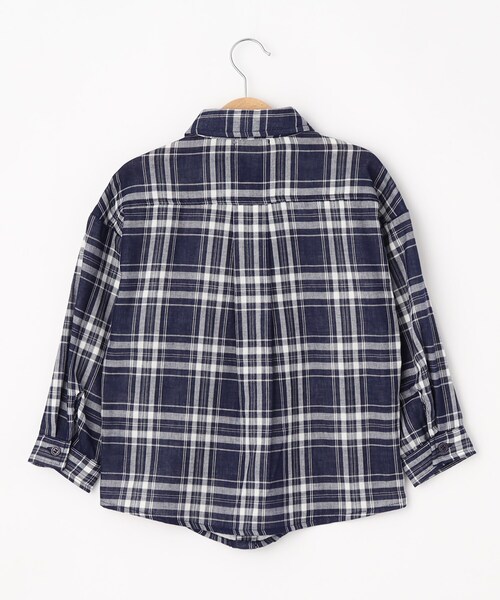 SHOO・LA・RUE(シューラルー)の「◆【110-140cm/リンク】ダブルガーゼオーバーシャツ(シャツ/ブラウス・キッズ・ネイビー系1/ホワイト/グレー系2・14/13/12/11)」の8枚目の写真