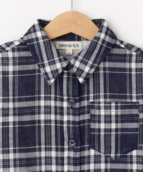 SHOO・LA・RUE(シューラルー)の「◆【110-140cm/リンク】ダブルガーゼオーバーシャツ(シャツ/ブラウス・キッズ・ネイビー系1/ホワイト/グレー系2・14/13/12/11)」の9枚目の写真
