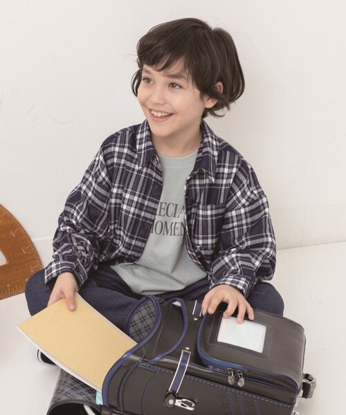 SHOO・LA・RUE(シューラルー)の「◆【110-140cm/リンク】ダブルガーゼオーバーシャツ(シャツ/ブラウス・キッズ・ネイビー系1/ホワイト/グレー系2・14/13/12/11)」の13枚目の写真