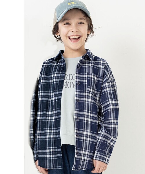 SHOO・LA・RUE(シューラルー)の「◆【110-140cm/リンク】ダブルガーゼオーバーシャツ(シャツ/ブラウス・キッズ・ネイビー系1/ホワイト/グレー系2・14/13/12/11)」の14枚目の写真