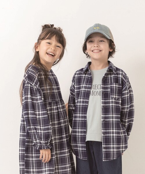 SHOO・LA・RUE(シューラルー)の「◆【110-140cm/リンク】ダブルガーゼオーバーシャツ(シャツ/ブラウス・キッズ・ネイビー系1/ホワイト/グレー系2・14/13/12/11)」の15枚目の写真