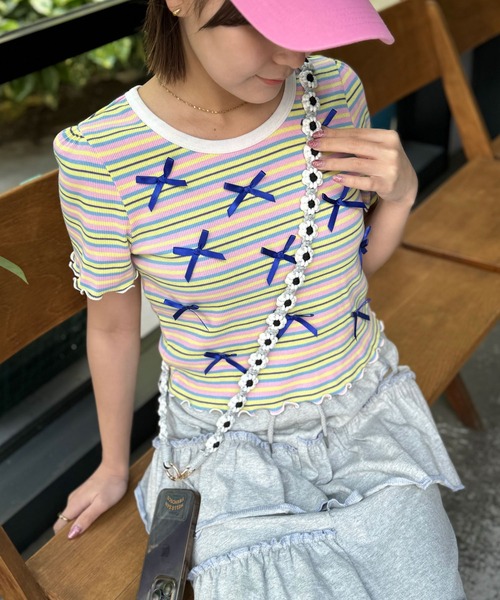 スマホ水筒ショルダー　サンダル　薔薇　手描き　トールペイント セール】【HELLO.SANFRANCISCO/ハローサンフランシスコ】手編みライク