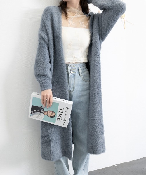 Miniministore(ミニミニストア)の「シャギーロングニットカーディガン 韓国風(カーディガン/ボレロ・レディース・ダークブラウン/ブラック/ダークグレー/アイボリー・FREE)」の18枚目の写真