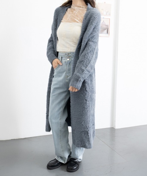 Miniministore(ミニミニストア)の「シャギーロングニットカーディガン 韓国風(カーディガン/ボレロ・レディース・ダークブラウン/ブラック/ダークグレー/アイボリー・FREE)」の17枚目の写真