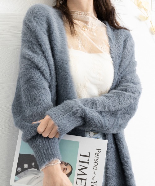 Miniministore(ミニミニストア)の「シャギーロングニットカーディガン 韓国風(カーディガン/ボレロ・レディース・ダークブラウン/ブラック/ダークグレー/アイボリー・FREE)」の15枚目の写真