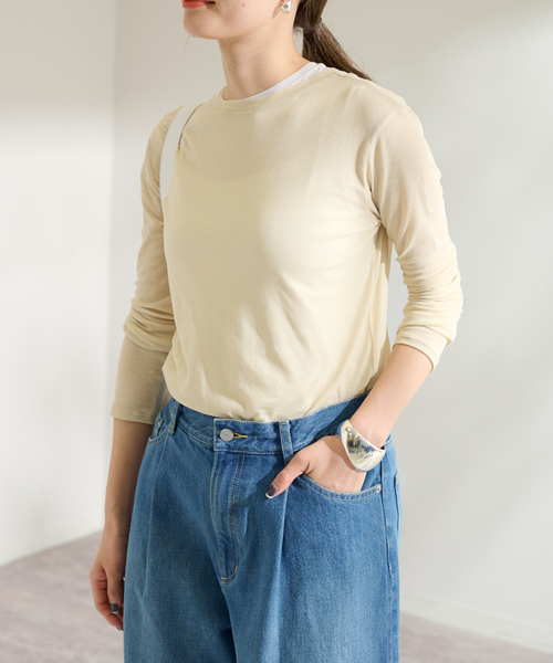 FRAMeWORK（フレームワーク）の「≪追加≫レイヤードL/Tee+TANK2（Tシャツ/カットソー・レディース・クリアイエロー/グレー・FREE）」の22枚目の写真